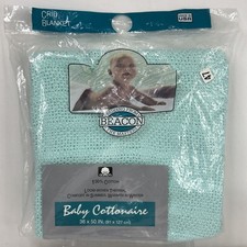 Beacon Baby Crib Blanket Teal 36 X50  100 Cotton Weave Thermal