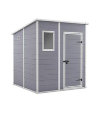 CASETTA DA GIARDINO KETER "MANOR PENT 6x6" IN RESINA COLORE GRIGIO CON PORTA ...