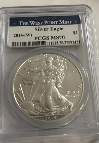 2014 W American Silver Eagle 1 oz .999 Fine Silver Coin PCGS MS 70