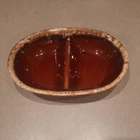 Vintage H.P. CO USA Hull Pottery Brown Drip Divided Serving Dish Oven Proof