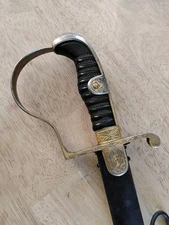 GERMAN SWORD WW2 ALCOSO HAND ENGRAVED OFFICER SABER w/SCABBARD