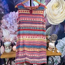 Talbots 14 Shift Dress Textured Jacquard Boho Artsy Stretch