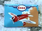 VINTAGE DOME ESSO AVIATIO PLANE GASOLINE OIL GAS PUMP STATION PORCELAIN SIGN