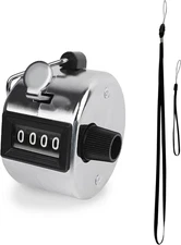 4-Digit Metal Hand Tally Clicker Counter with Lanyard for Various Activities