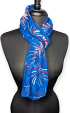 Greenbrier International Inc Patriotic Red White & Blue Fireworks Women's Scarf