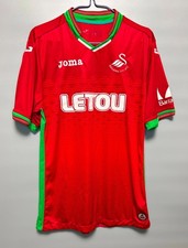 SWANSEA CITY AFC WALES 2017/2018 AWAY FOOTBALL SHIRT JERSEY JOMA SIZE XL RED