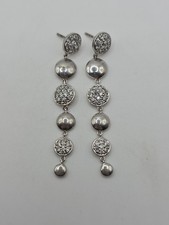 Sterling Silver 925 CZ Circles Dangle Earrings