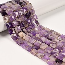 01 Mixed Gemstone Faceted Flat Square Shape Beads Size 10mm 15.5" Strand
