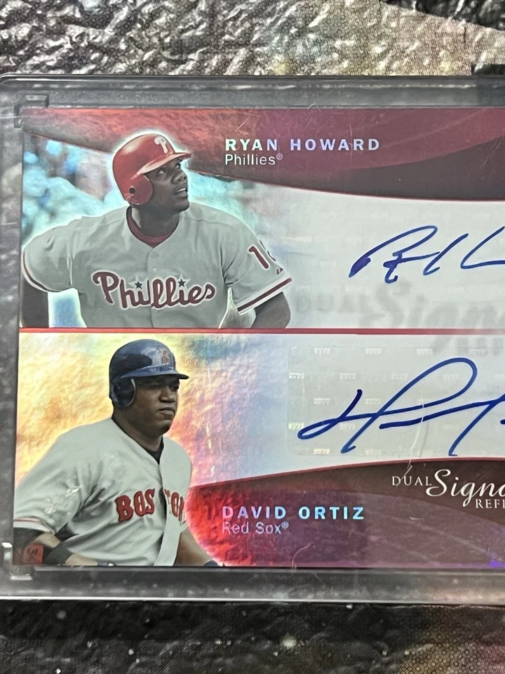 2005 Upper Deck Reflections Двойной АВТО Дэвид Ортис и Райан Ховард #RHDO Красный /99🔥 - Изображение 2 из 4
