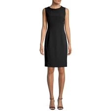 KASPER Women's Black Zippered Sleeveless Jewel Neck Sheath Dress, Size 20W
