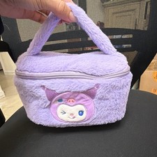 Sanrio Kuromi Plush Purple Makeup Bag with Zipper and Handle
