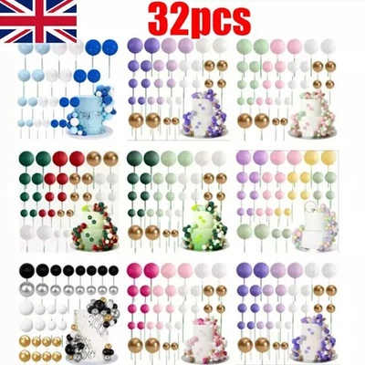 32Pcs Balls Cake Topper Decorations DIY Insert Cake Decoration for Wedding Party