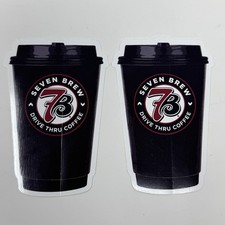 7 Brew Coffee Cup Sticker Swag Large Size - Lot of 2 - NEW
