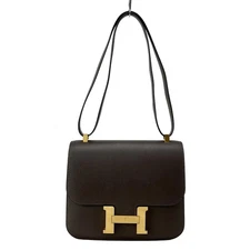 Auth HERMES Constance 3 24 Chocolat Veau Epsom D Shoulder Bag