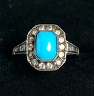 Early Vintage Sterling Silver & 9ct Gold Stone Set Ring Size L E839