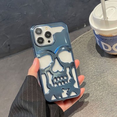 iPhone 16 Pro Max 15 14 13 12 11 Halloween Electroplated Skull Hollow Out Case