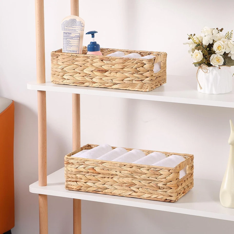 Cesto Portaoggetti Intrecciato, Impilabile Organizer Con Maniglia (Grande Dimens - Immagine 2 di 4