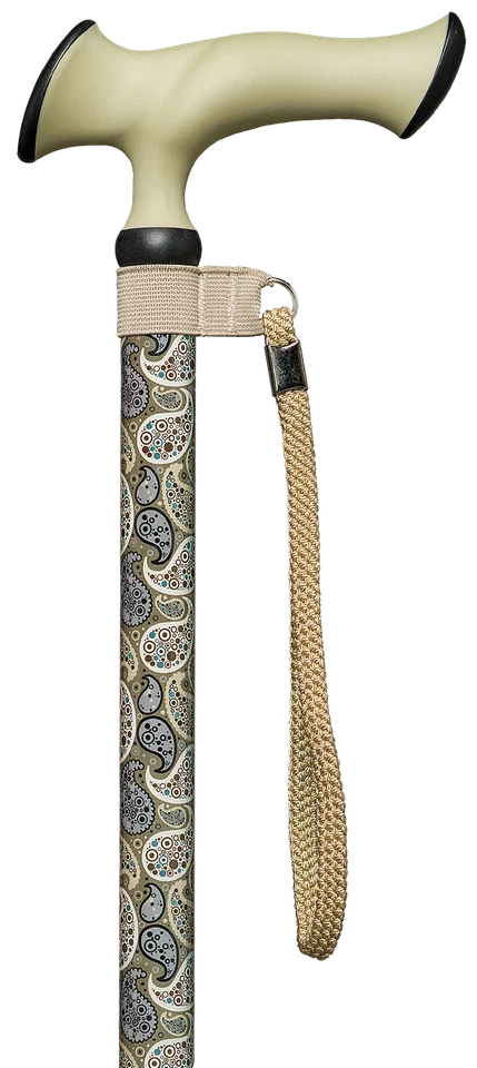 Gastrock Super Soft Escort Ergonomic Gehstock Paisley 75-100 cm Oliv Beige - Bild 1 von 1