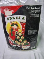 Vtg 1998 J&P Coats NOS Felt Applique Stocking Kit "ANGELA" Unopened Coats/Clark