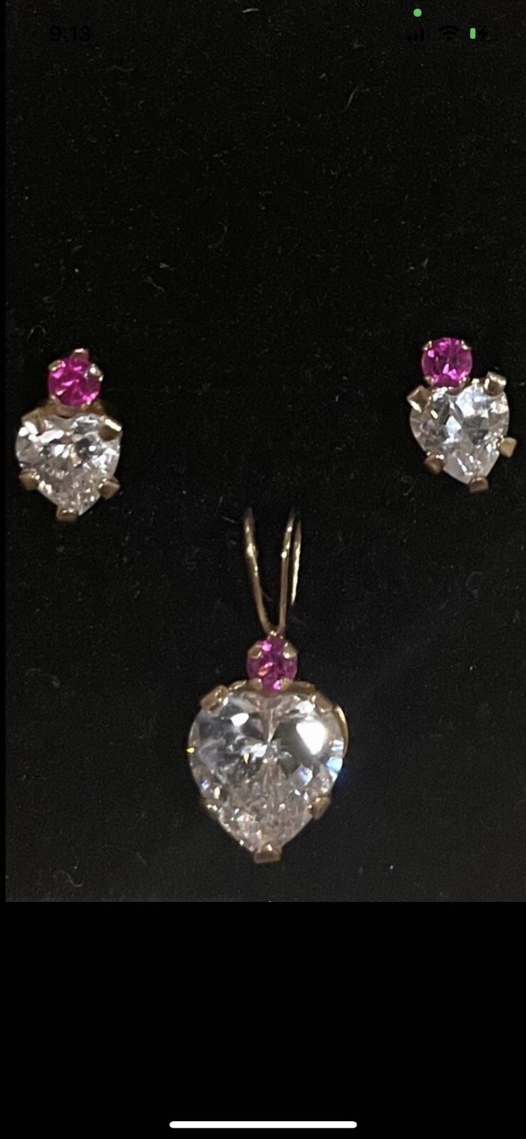 10k Gold Ruby Cz Earring And Pendent - image 1
