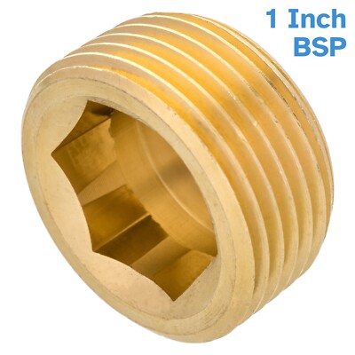 Brass 1 Inch BSP Plug End Cap Allen Head Male Thread Stop Compression Fitting