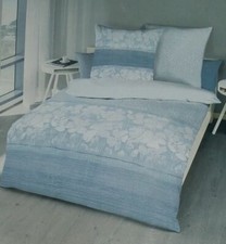 Kaeppel Renforce Bettwäsche Set 155 x 220cm Graublau Geblümt 100% Baumwolle