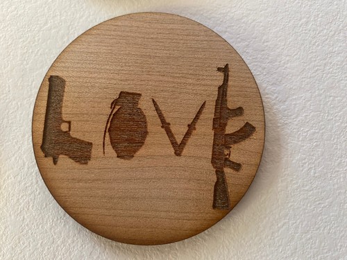 Six Stylish Iconic Oak Veneer Banksy Style 80mm Coasters - Picture 2 of 8