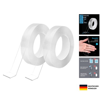 8m Doppelseitiges Klebeband Nano Extra Stark Transparent Double Sided Tape 2 ...