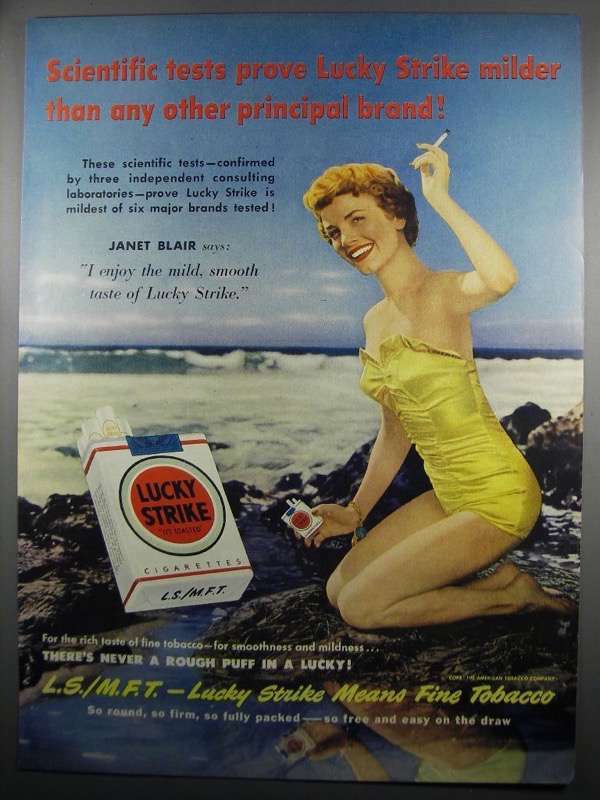 so round so firm so fully packed cigarette ad 1950 Lucky Strike Cigarettes Ad