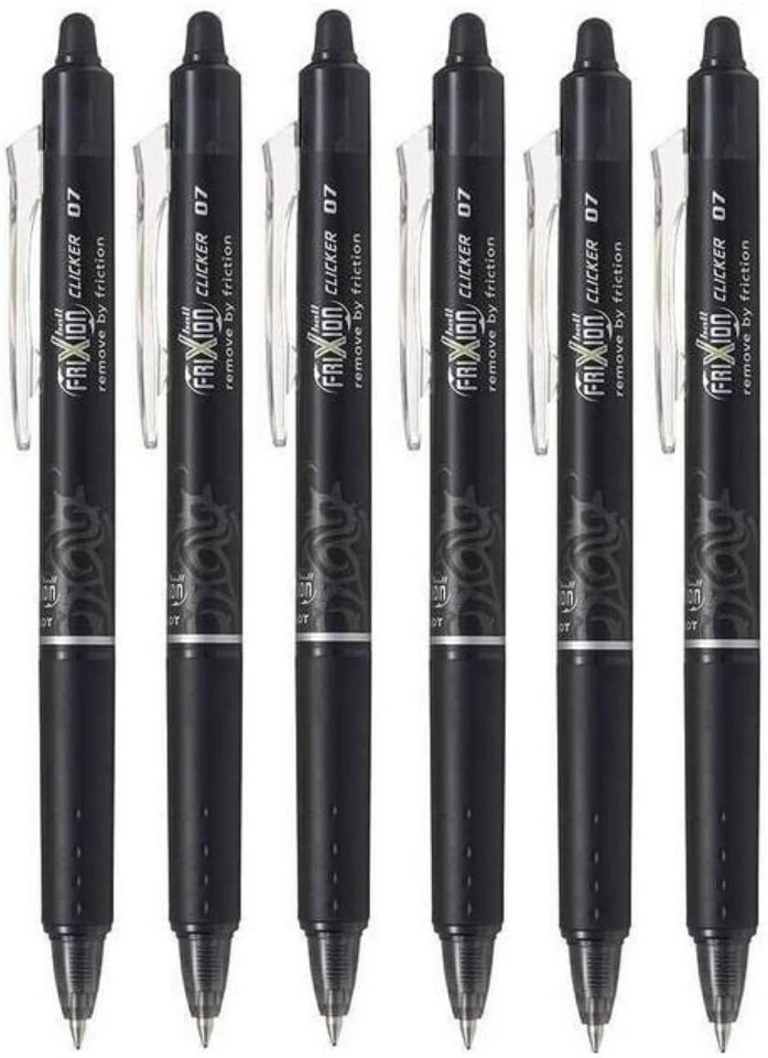 Lot de 6 stylos PILOT FRIXION CLICKER 07 Noir - Photo 1/1