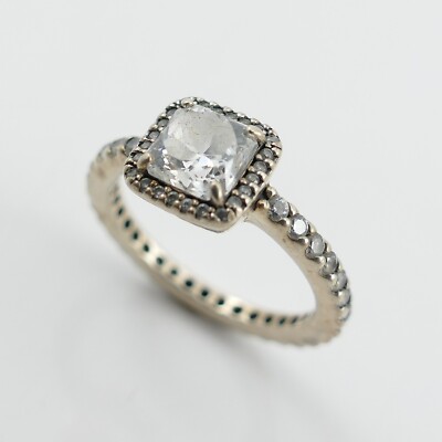 PANDORA SQUARE SPARKLE HALO RING SIZE 48 198863C01 UK