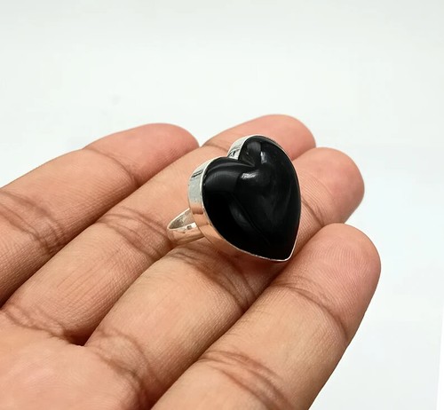 Adorable Ónice Negro Gema 925 Plata de Ley Hecho a Mano Anillo Todo Talla AC-136 - Imagen 5 de 8