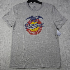 Lucky Brand MILLER BEER Shirt Men Large L GRAY HIGH LIFE BREW Casual Retro NWT B