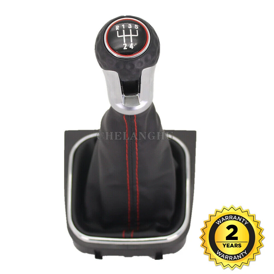 For VW Jetta 5 MK5 2006 2007 2008 2009 2010 2011 Leather 5 Speed Gear Shift Knob Foto 2 de 4