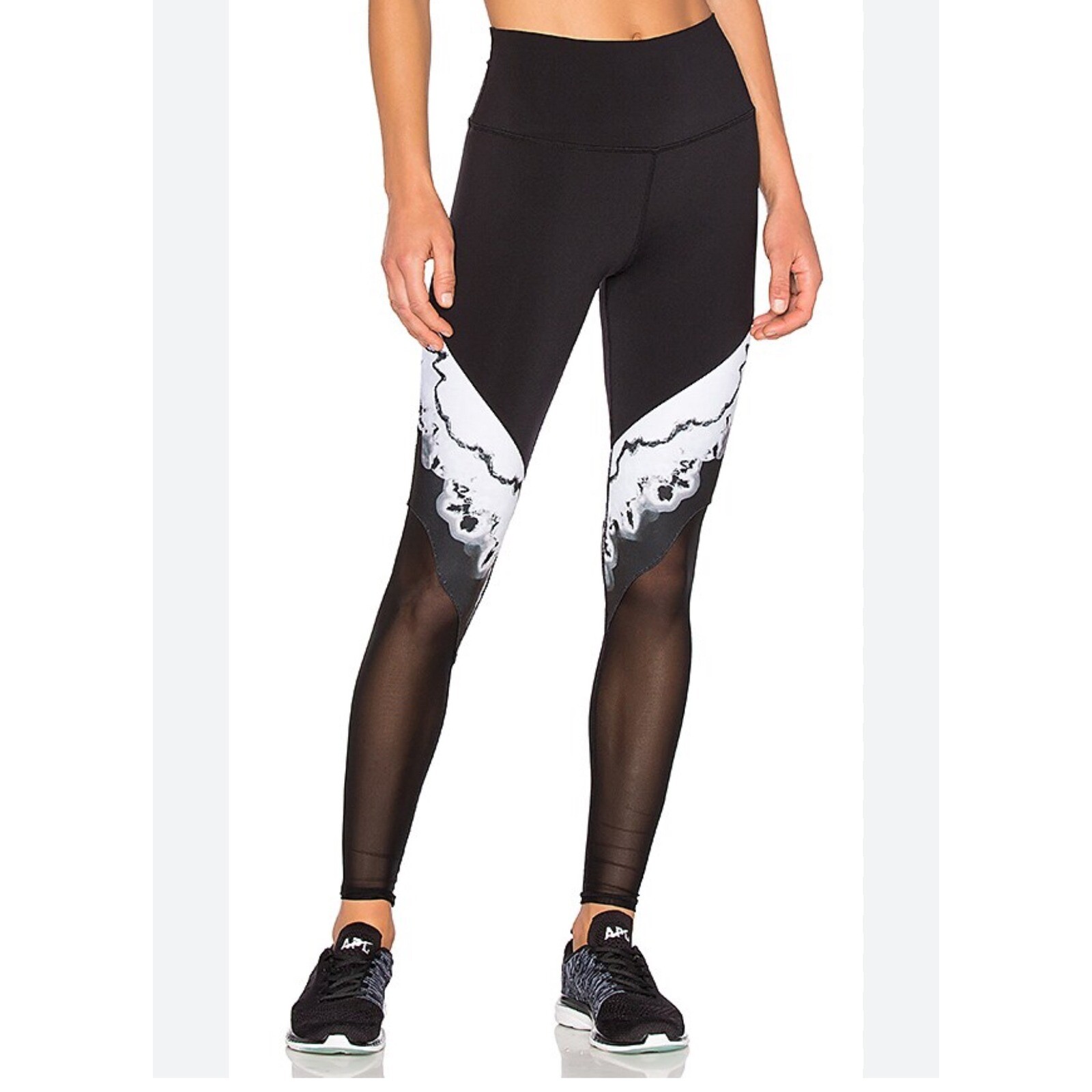 Alo Yoga High Waist Mesh Panel Leggings Black Size S Athletic