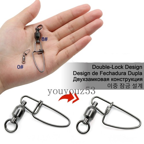 Stainless Steel Ball Bearing Fishing Snaps Swivels Fishing Connector 20lb-350lb - Picture 5 of 30