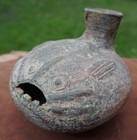 Pre Columbian Mayan Fish Effigy Vessel 7" by 5" tall Beautiful Design & Patina
