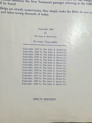 1969-70 New Standard Reference Bible Special Blue Ribbon Hertel Bonded Leather - Picture 7 of 10