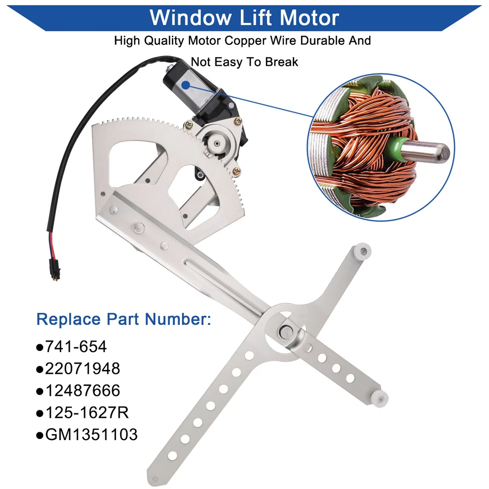 For 1992-1999 GMC C1500/C2500/K1500 Suburban Pair Window Regulator Front w/Motor Foto 4 de 4