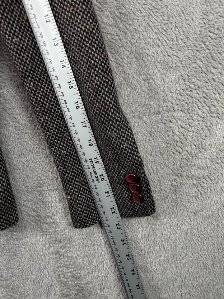 Womens Blazers Jackets Tweed Virgin Wool Greece Made VTG Silver Unicorn 7 Gray - Image 3 of 4