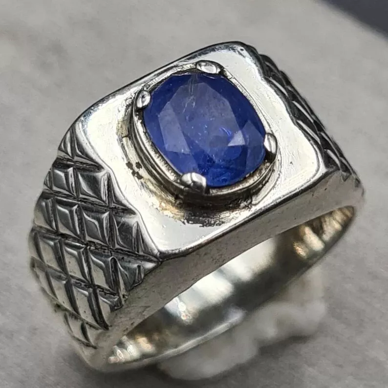 Unheated Untreated Sapphire Ring Mens Sapphire Ring Super Clean