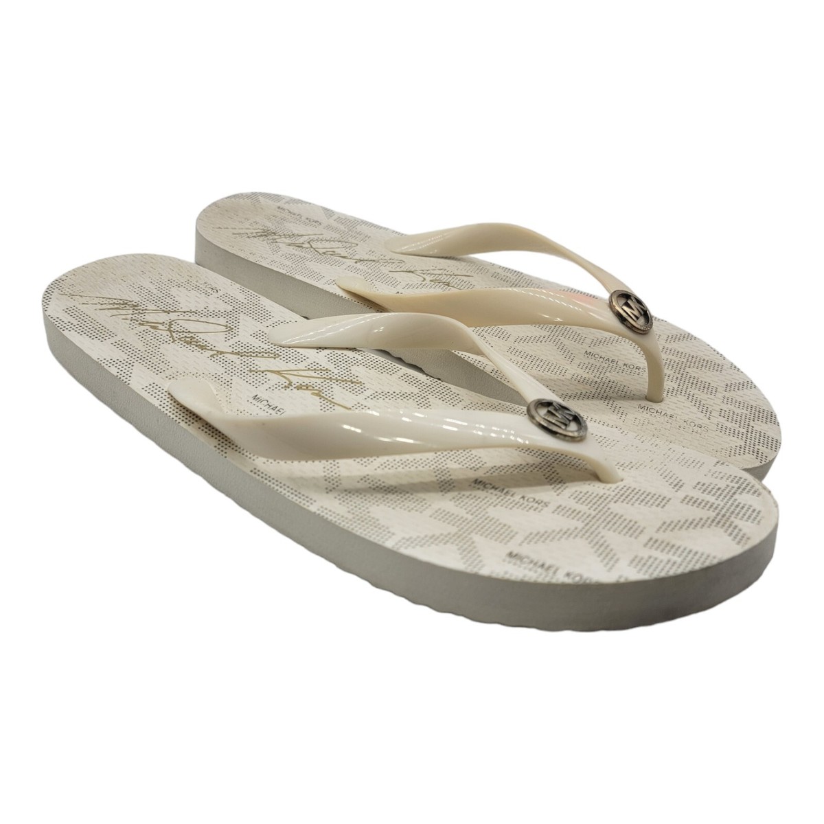 MICHAEL KORS Shoes Womens 10 Multicolor Flip Flops Vacation Sandals Logo  Beach | eBay
