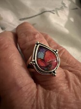 Fashionable And Creative Bohemian Resin Water drop Colorful Size 7 Ring