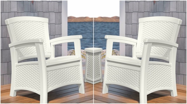 Brown Resin Wicker Club Arm Chair Outdoor Patio Furniture Under Seat Storage For Sale Online Ebay