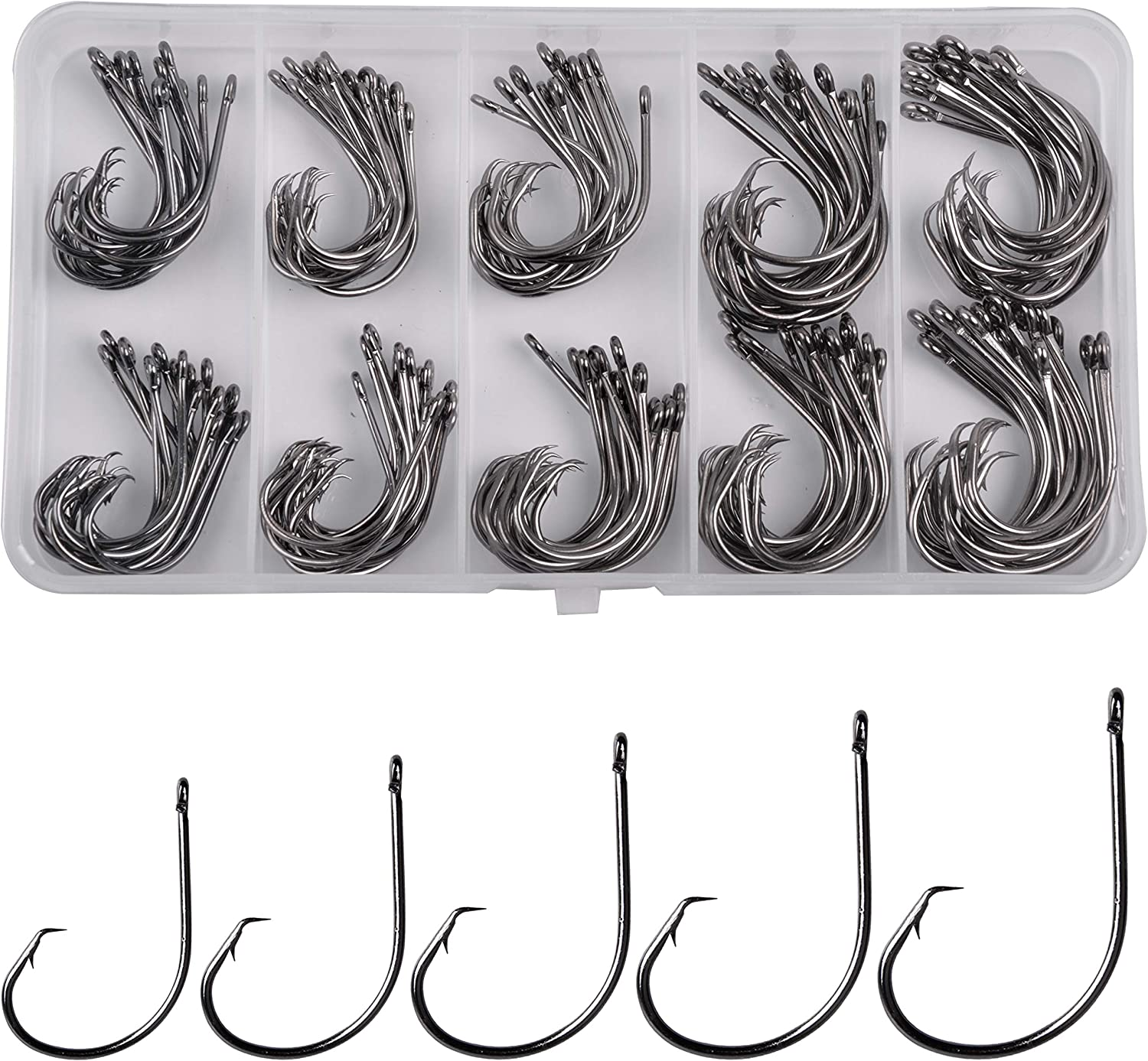 Circle Hooks Saltwater Fishing Hooks Set, In-Line Circle Hooks High Carbon Steel