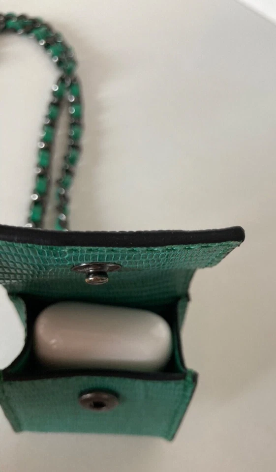 Zadig & Voltaire Karma AirPod Estuche Llavero Efecto Lagarto Cuero Turquesa-NUEVO CON ETIQUETAS Foto 3 de 4