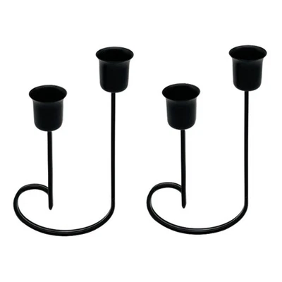 Lot de 2 bougeoirs en forme de demi-cœur pour bougies piliers et coniques, - Photo 1/4