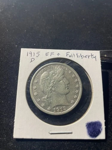 1915-D Barber Half Dollar 50c XF FULL LIBERTY