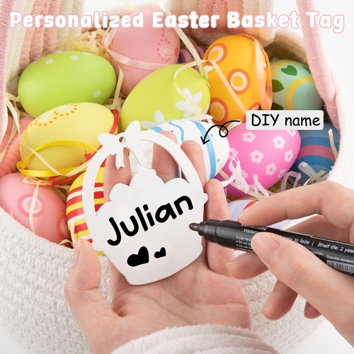 Easter Baskets for Kids, Easter Bunny Basket with Handle, Personalized Easter... - Picture 3 of 9