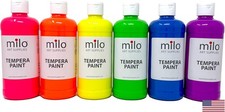 Fluorescent Neon Washable Tempera Paint | 16 Oz Bottles 6 Colors | Made in the U